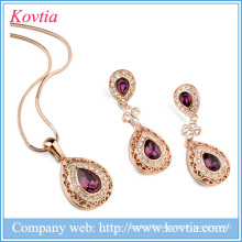 hot sale gold plated jewelry necklace and earrings set costume jewelry gift set for women